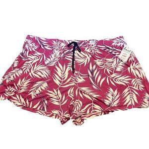 Pink tropical print jersey knit lounge sleep shorts pocket NWT plus sz XXXL 3XL